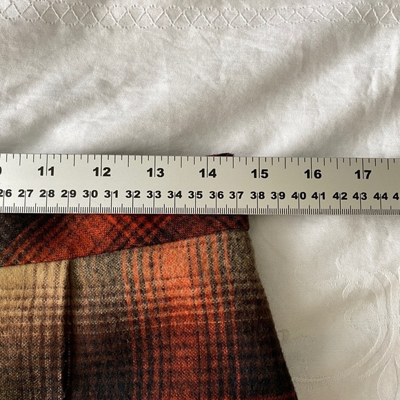 Classiques Entier Women's Orange/Brown Plaid Wool Pull On Pencil Skirt Size 8 - Picture 10 of 14